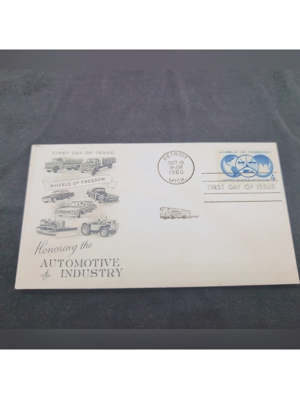 1960 Detroit Vintage First Day Stamp Cover - Honoring the Automotive Industry